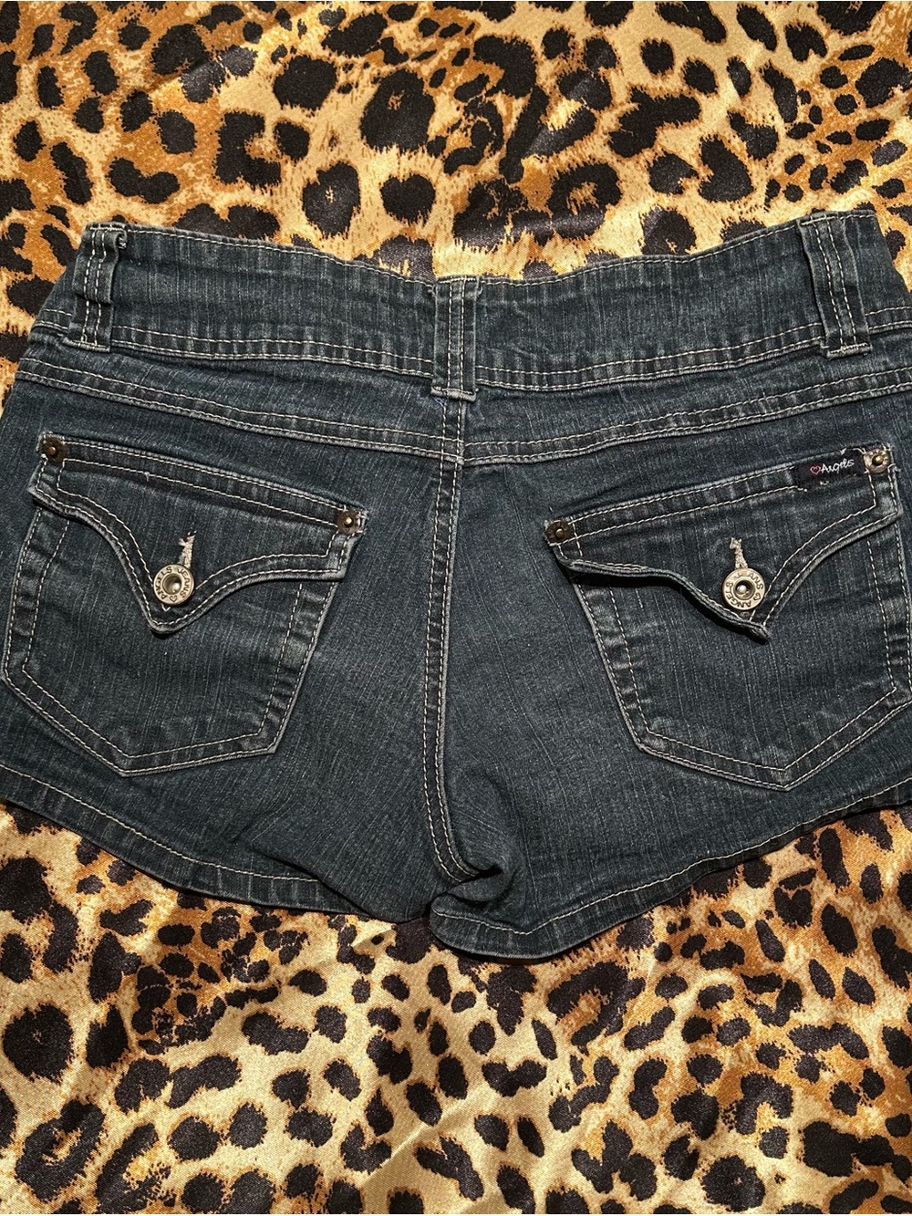 Vintage Y2K Angels Jeans Low Rise Button Flap Pocket Denim Mini Shorts
